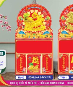 Bìa Lò Xo Dán Nổi - TN40 - Song Mã Bách Tài + TN41 - Ngựa Kéo Xe Vàng