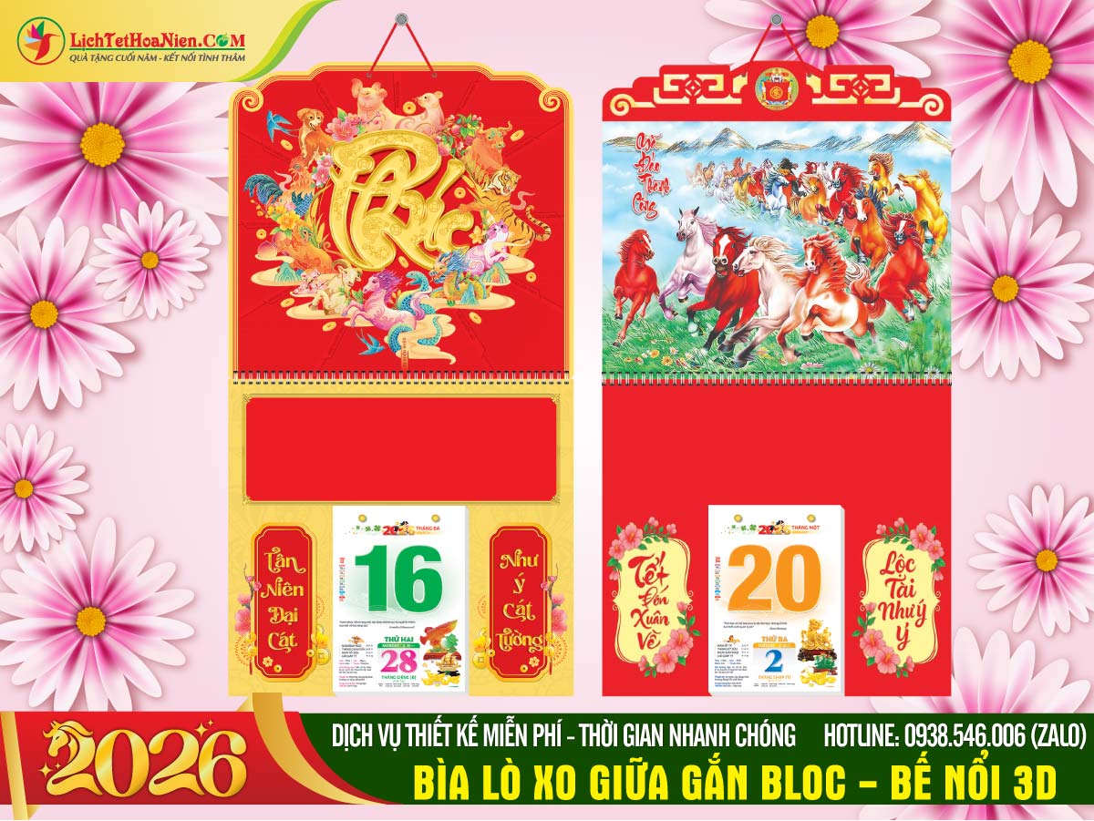 Bìa Lò Xo (37x68) Bế Nổi 3D Gắn Bloc 2026