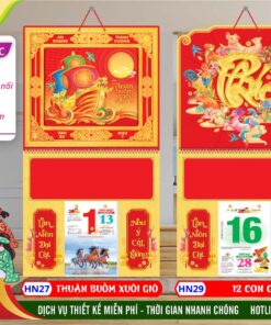 Bìa Lò Xo (37x68cm) Gắn Bloc - HN27 - Thuận Buồm Xuôi Gió + HN29 - 12 Con Giáp