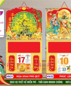 Bìa Lò Xo (37x68cm) Gắn Bloc - HN31 - Hoa Khai Phú Quý + HN33 - Phúc Lộc Thọ