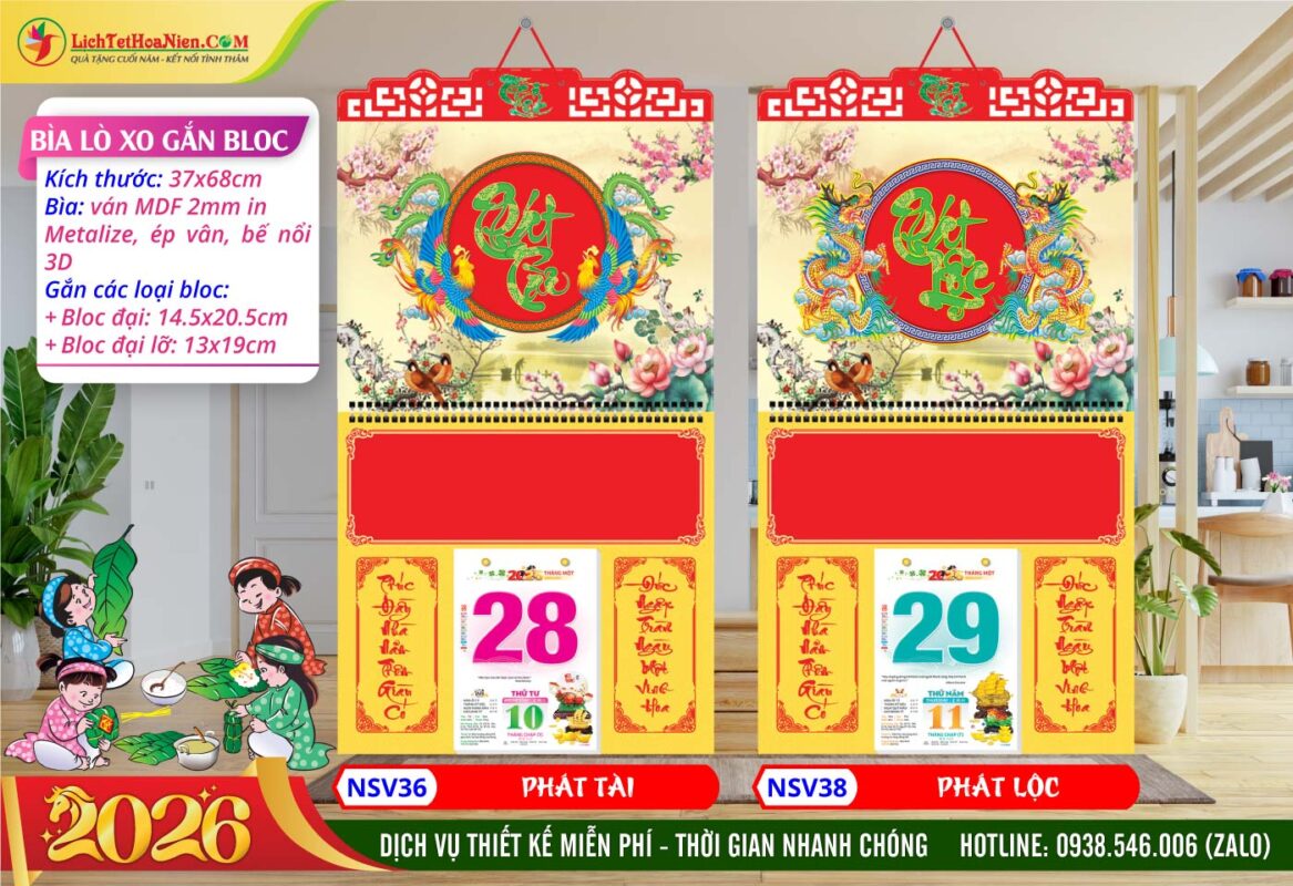 Bìa Lò Xo (37x68cm) Gắn Bloc - NSV36 - Phát Tài + NSV38 - Phát Lộc