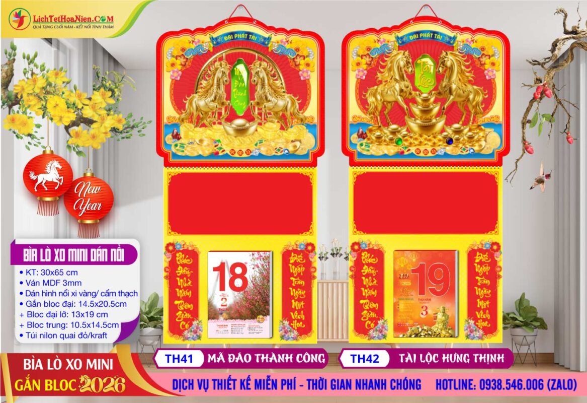 Bìa Lò Xo Mini Dán Nổi - TH41 - Mã Đáo Thành Công + TH41 - Tài Lộc Hưng Thịnh