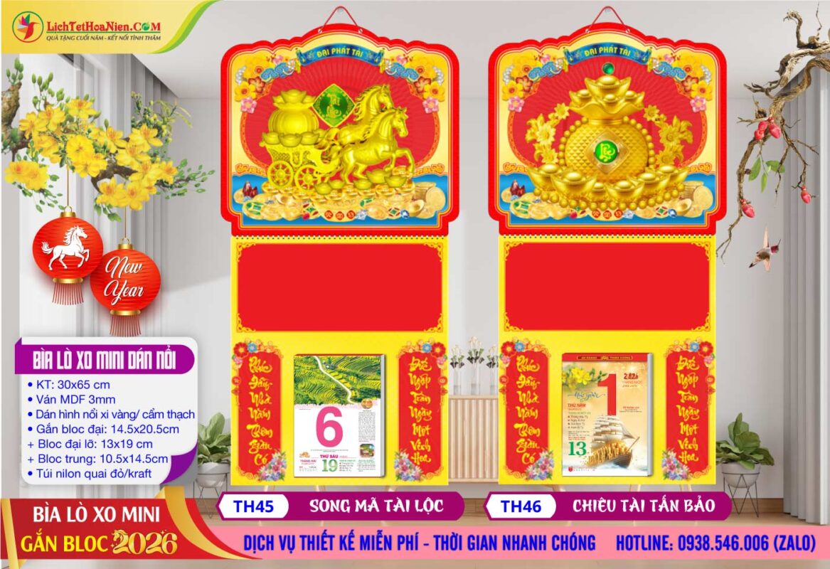 Bìa Lò Xo Mini Dán Nổi - TH45 - Song Mã Tài Lộc + TH46 - Chiêu Tài Tấn Bảo