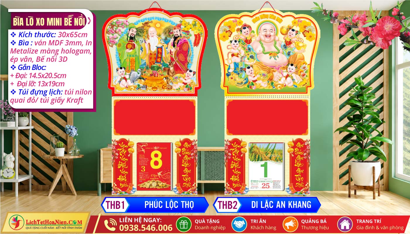 Bìa Lò Xo Giữa Mini Bế Nổi | MS: THB1 - Phúc Lộc Thọ + THB2 - Di Lặc An Khang