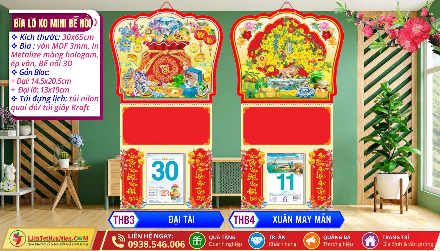 Bìa Lò Xo Giữa Mini Bế Nổi | MS: THB3 - Đại Tài + THB4 - Xuân May Mắn