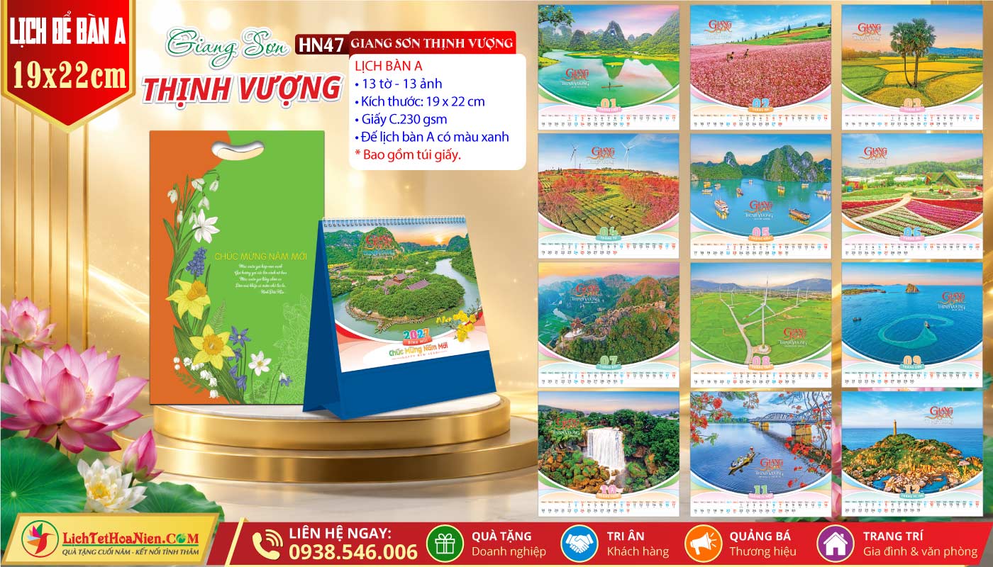 Lịch Để Bàn (19x22cm) - HN47 - Giang Sơn Thịnh Vượng
