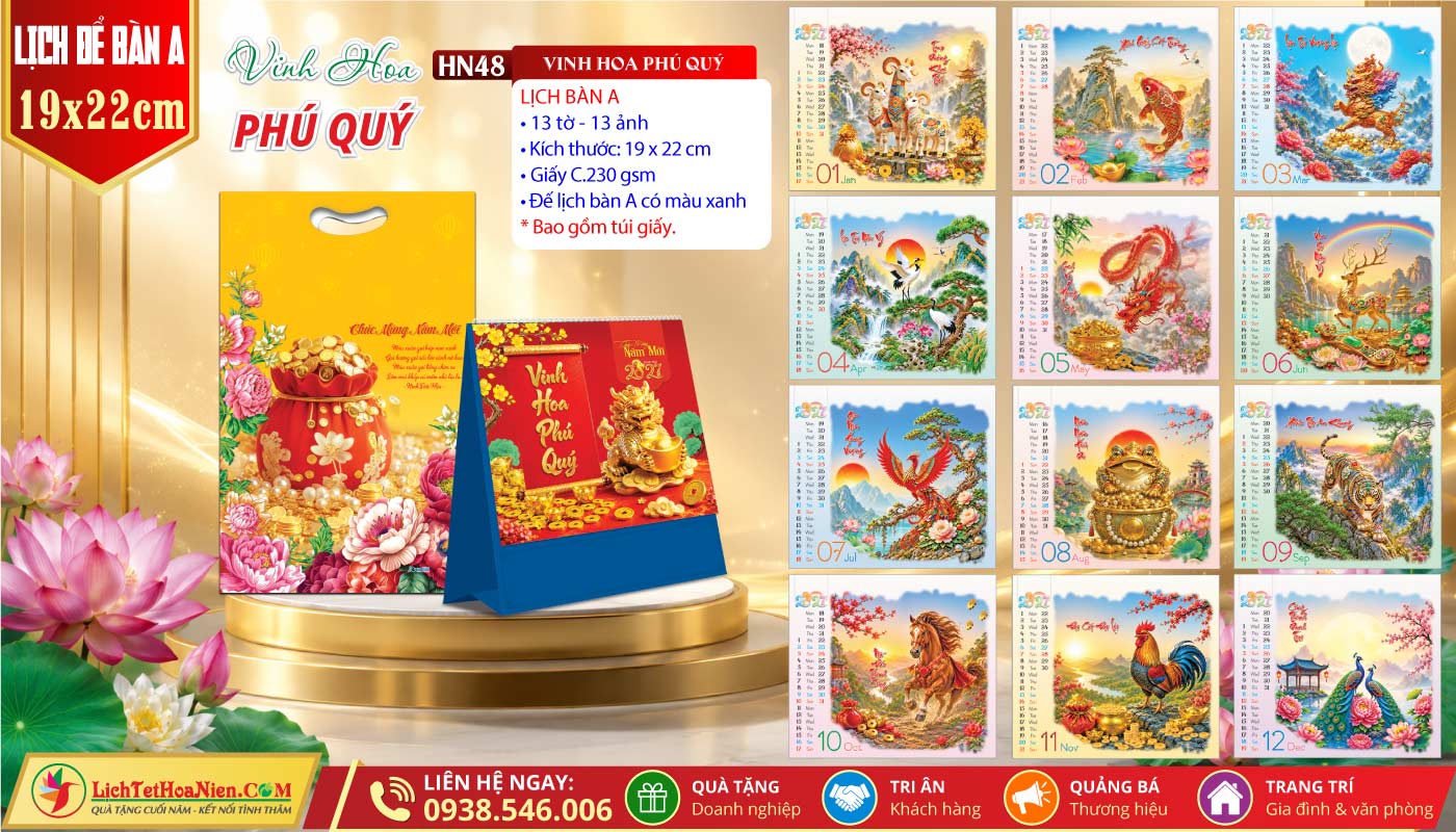 Lịch Để Bàn (19x22cm) - HN48 - Vinh Hoa Phú Quý