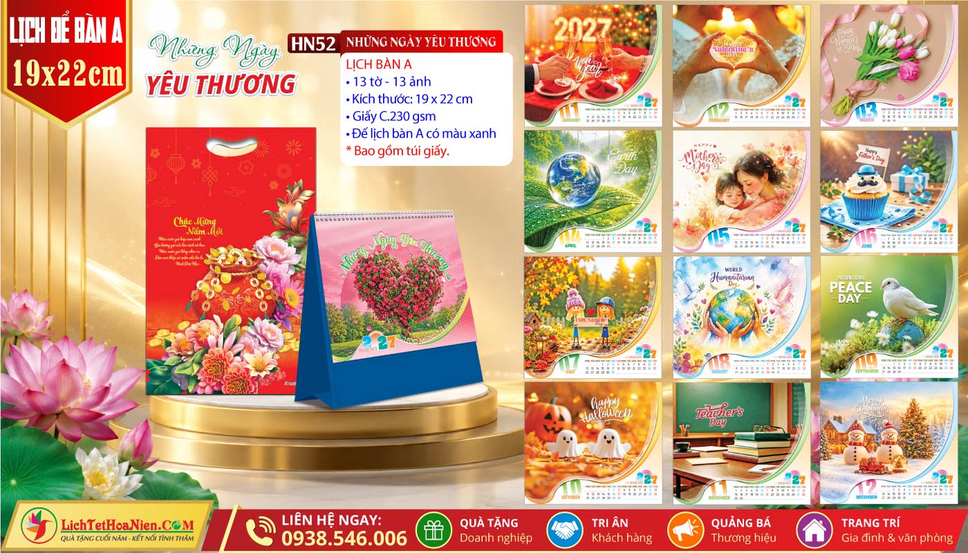 Lịch Để Bàn (19x22cm) - HN52 - Những Ngày Yêu Thương