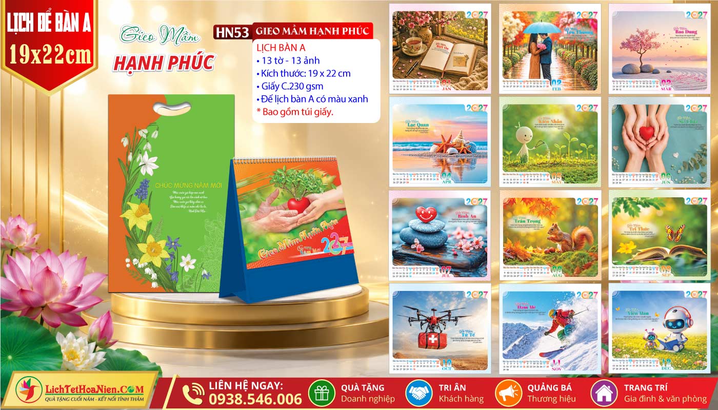 Lịch Để Bàn (19x22cm) - HN53 - Gieo Mầm Hạnh Phúc