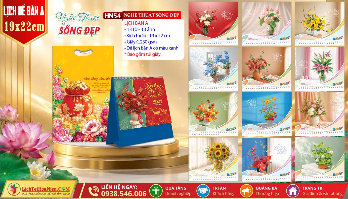 Lịch Để Bàn (19x22cm) - HN54 - Nghệ Thuật Sống Đẹp