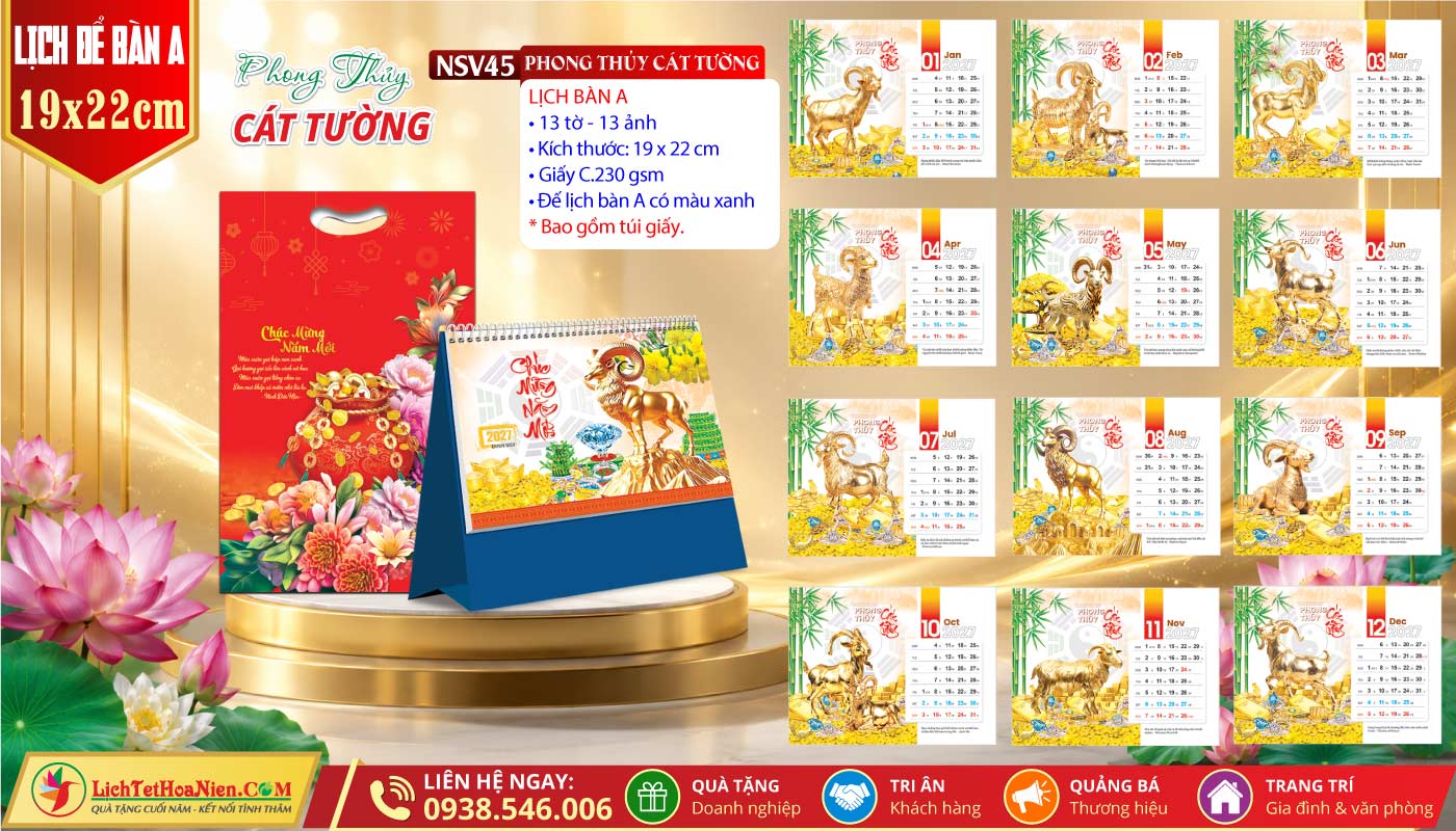 Lịch Để Bàn (19x22cm) - NSV45 - Phong Thủy Cát Tường
