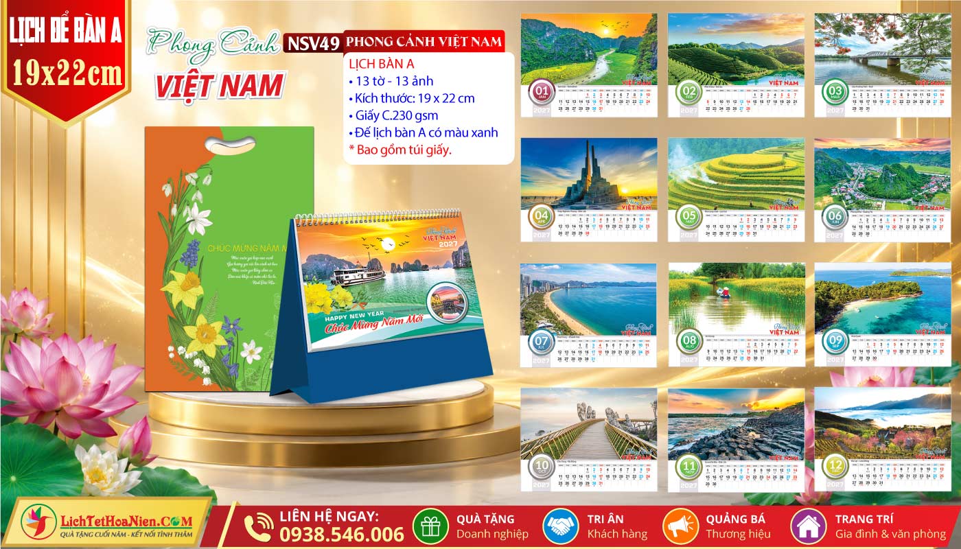 Lịch Để Bàn (19x22cm) - NSV49 - Phong Cảnh Việt Nam