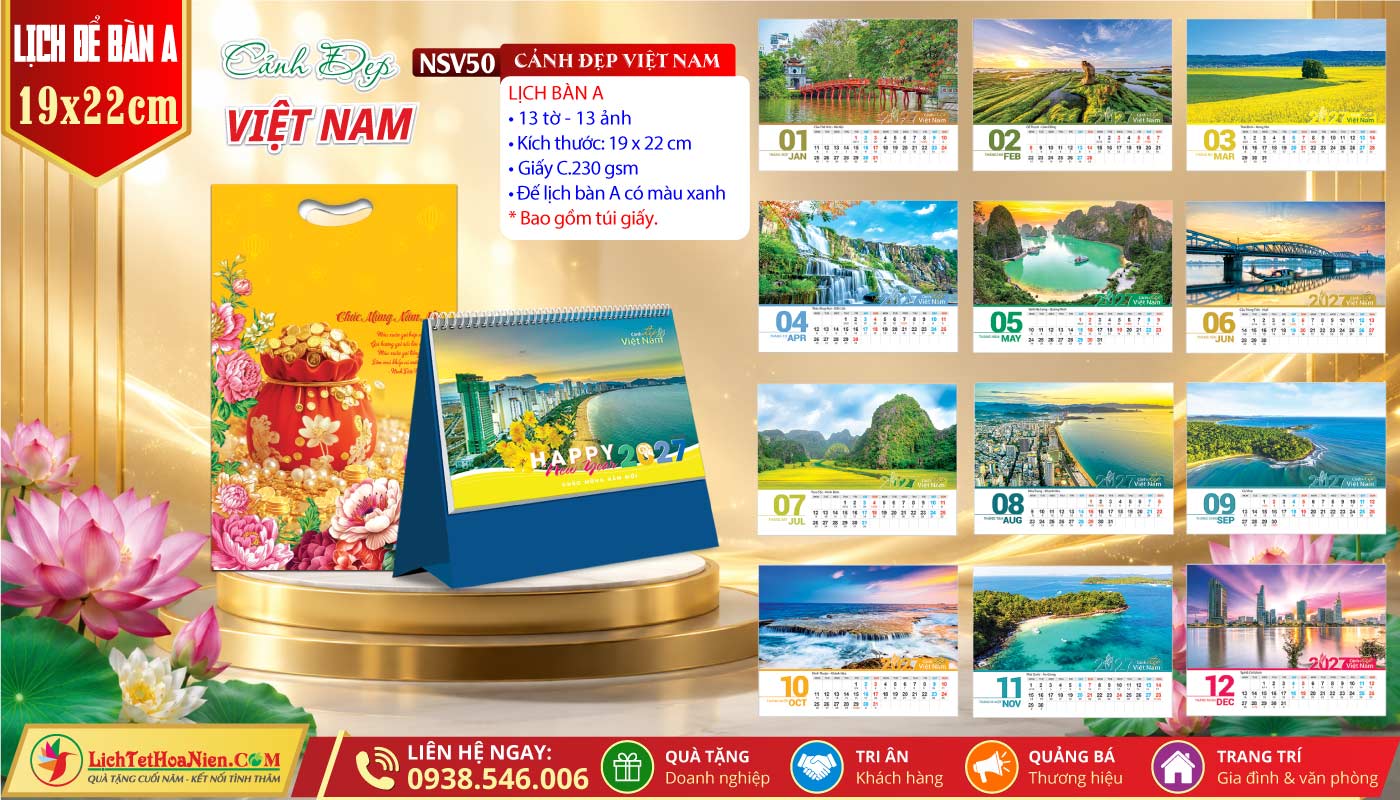 Lịch Để Bàn (19x22cm) - NSV50 - Cảnh Đẹp Việt Nam
