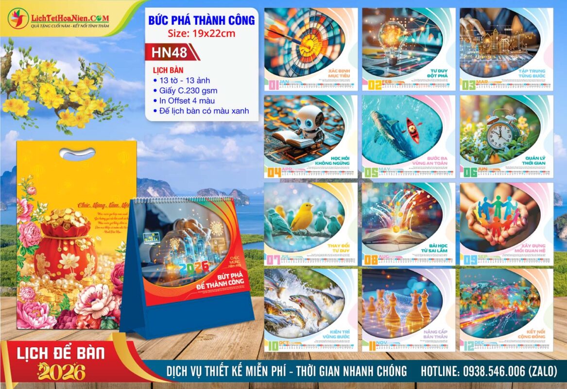 Lịch Để Bàn A (19x22cm) - HN48 - Bức Phá Thành Công