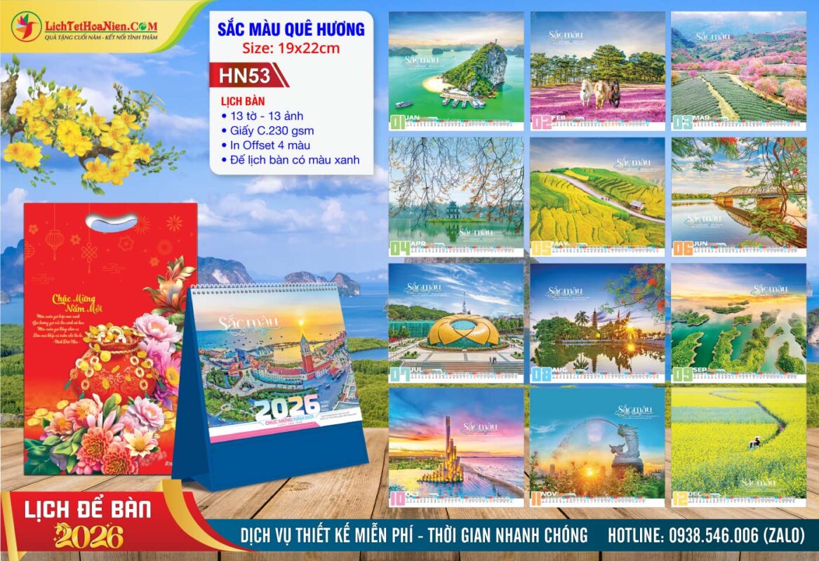Lịch Để Bàn A (19x22cm) - HN53 - Sắc Màu Quê Hương