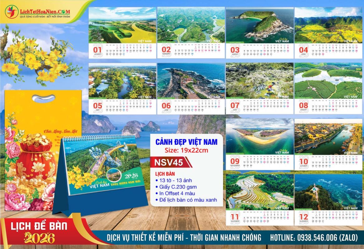 Lịch Để Bàn A (19x22cm) - NSV45 - Cảnh Đẹp Việt Nam