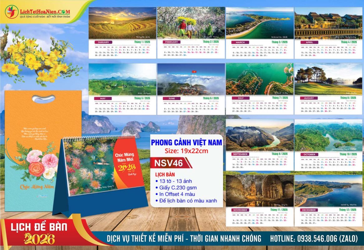 Lịch Để Bàn A (19x22cm) - NSV46 - Phong Cảnh Việt Nam