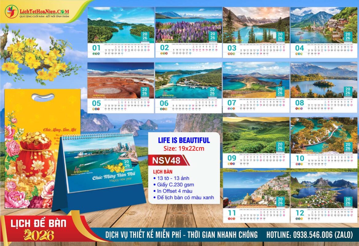 Lịch Để Bàn A (19x22cm) - NSV48 - Life Is Beautiful