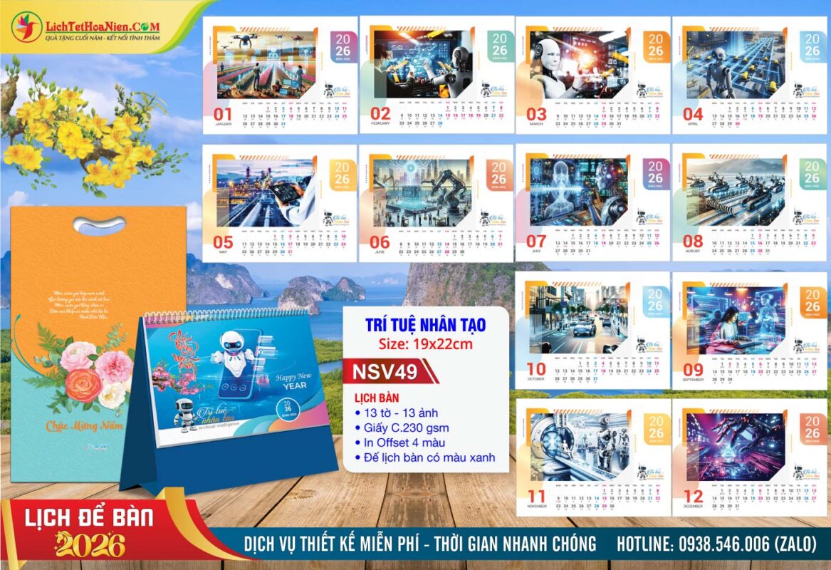 Lịch Để Bàn A (19x22cm) - NSV49 - Trí Tuệ Nhân Tạo