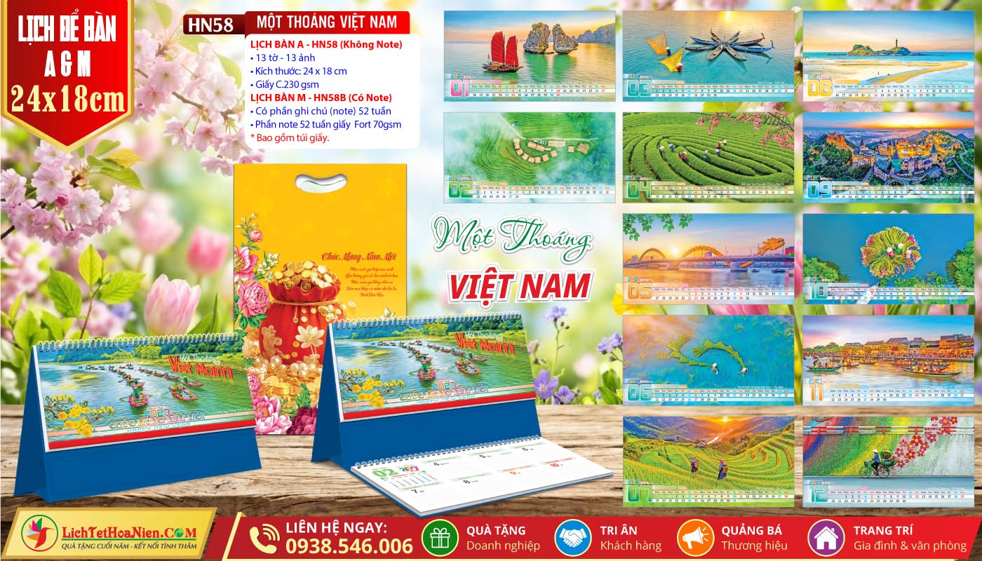 Lịch Để Bàn A & M (24x18cm) - HN58 - Một Thoáng Việt Nam