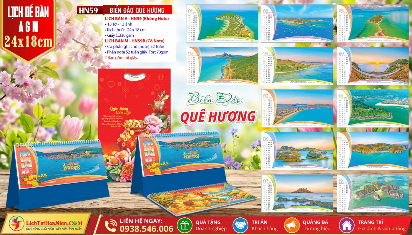 Lịch Để Bàn A & M (24x18cm) - HN59 - Biển Đảo Quê Hương
