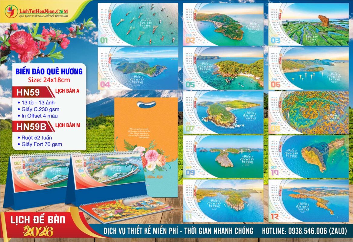Lịch Để Bàn A & M (24x18cm) - HN59 - Biển Đảo Quê Hương