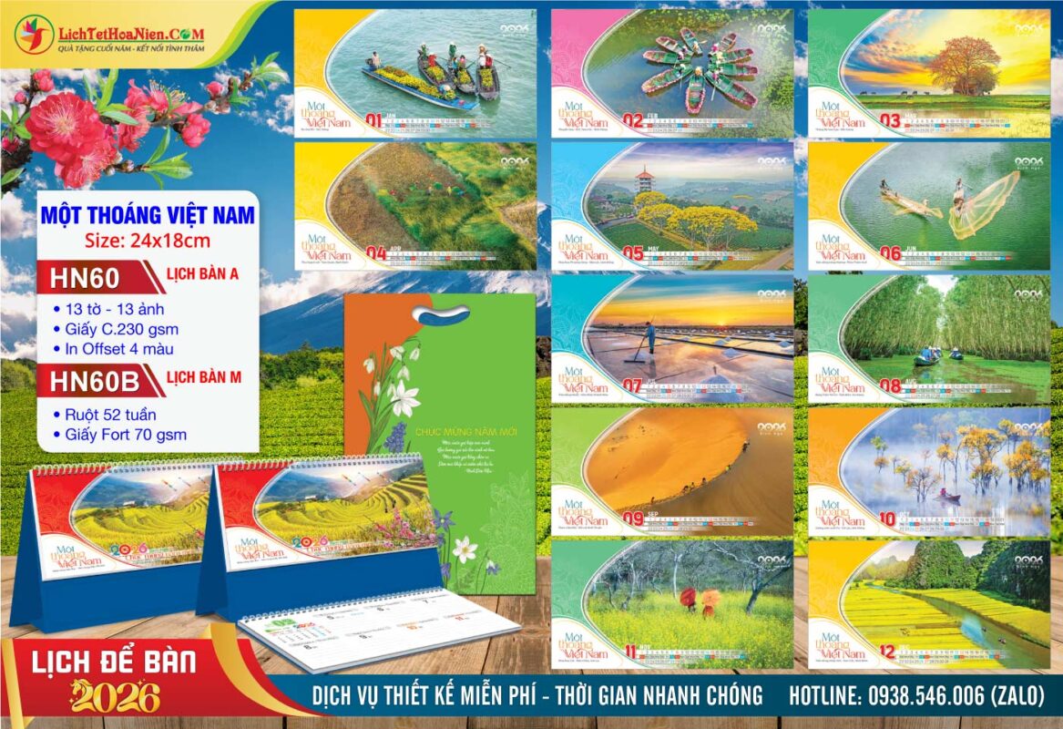 Lịch Để Bàn A & M (24x18cm) - HN60 - Một Thoáng Việt Nam