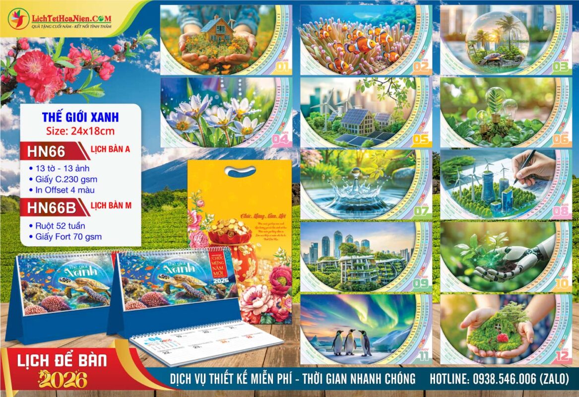 Lịch Để Bàn A & M (24x18cm) - HN66 - Thế Giới Xanh