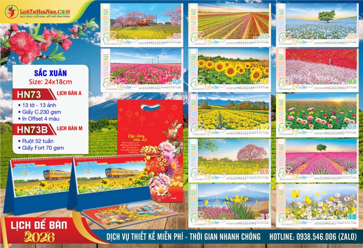 Lịch Để Bàn A & M (24x18cm) - HN73 - Sắc Xuân