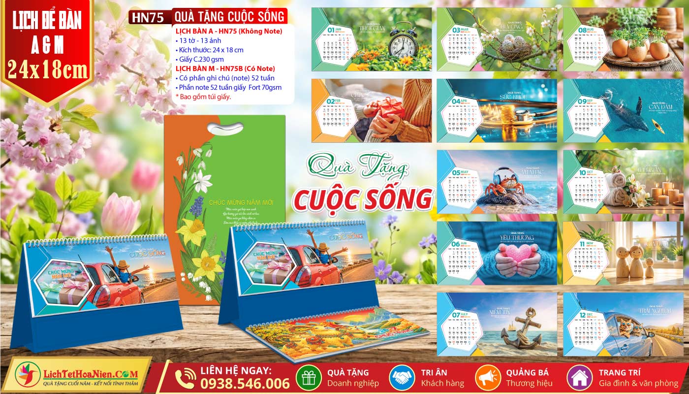 Lịch Để Bàn A & M (24x18cm) - HN75 - Quà Tặng Cuộc Sống