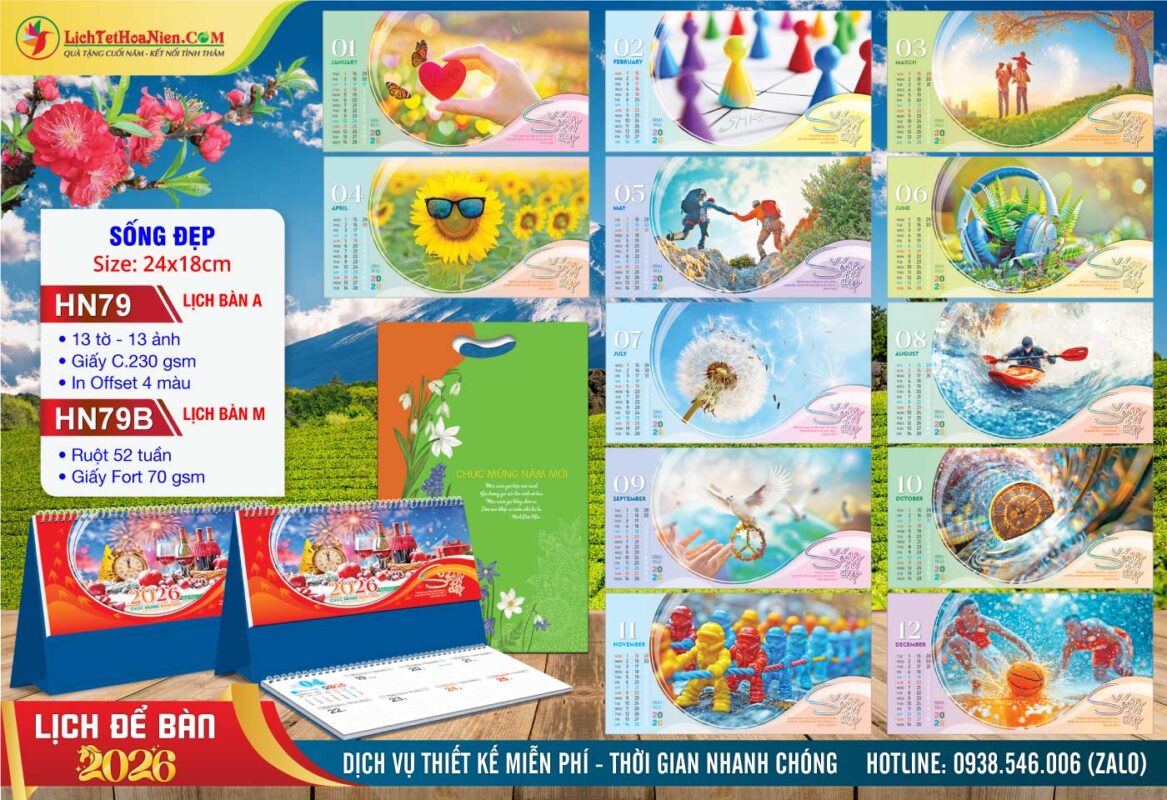 Lịch Để Bàn A & M (24x18cm) - HN79 - Sống Đẹp