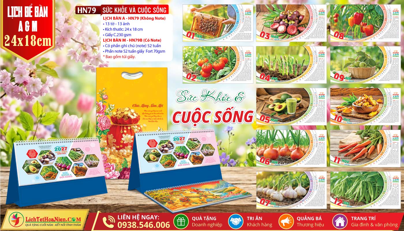 Lịch Để Bàn A & M (24x18cm) - HN79 - Sức Khỏe Và Cuộc Sống