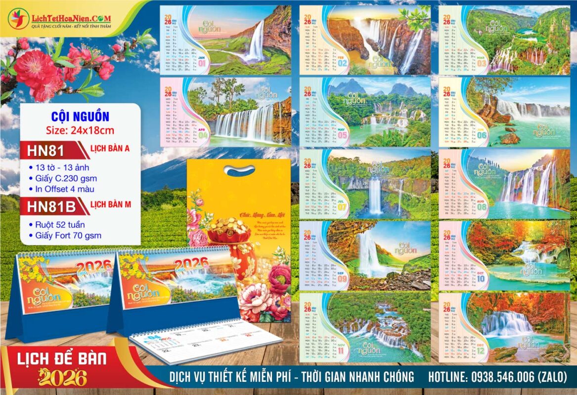Lịch Để Bàn A & M (24x18cm) - HN81 - Cội Nguồn