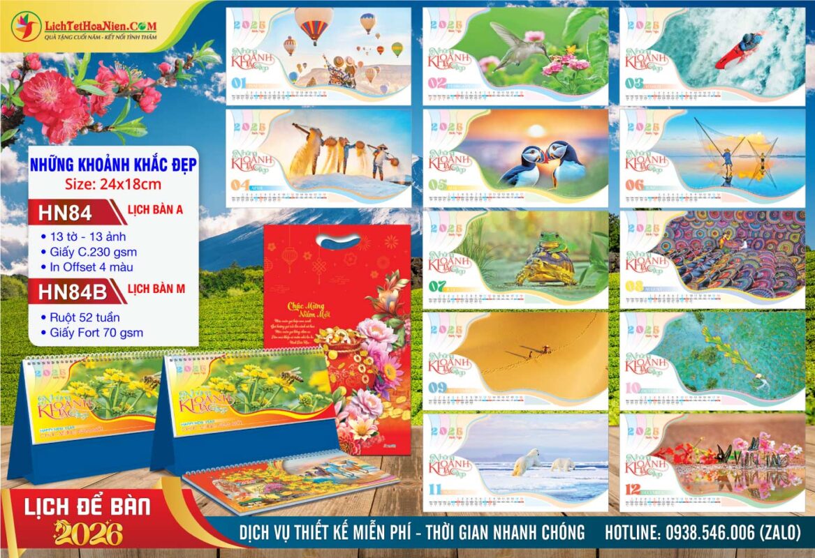 Lịch Để Bàn A & M (24x18cm) - HN84 - Những Khoảnh Khắc Đẹp