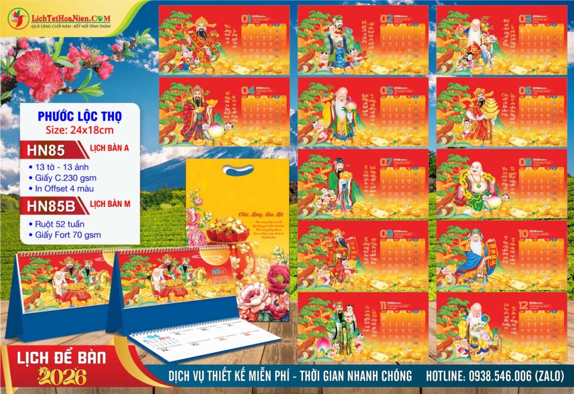 Lịch Để Bàn A & M (24x18cm) - HN85 - Phước Lộc Thọ