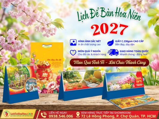 Lịch Để Bàn Hoa Niên - Món Quà Tinh Tế - Lời Chúc Thành Công