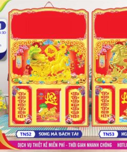 Bìa Đại Dán Nổi - TN52 - Song Mã Bách Tài + TN53 - Ngựa Kéo Xe Vàng