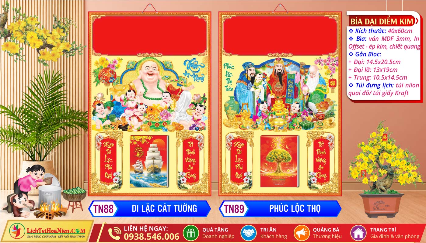 Bìa Đại Điểm Kim | MS: TN88 - Di Lặc Cát Tường + TN89 - Phúc Lộc Thọ