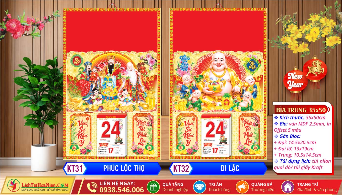 Bìa Trung | MS: KT31 - Phúc Lộc Thọ + KT32 - Di Lặc