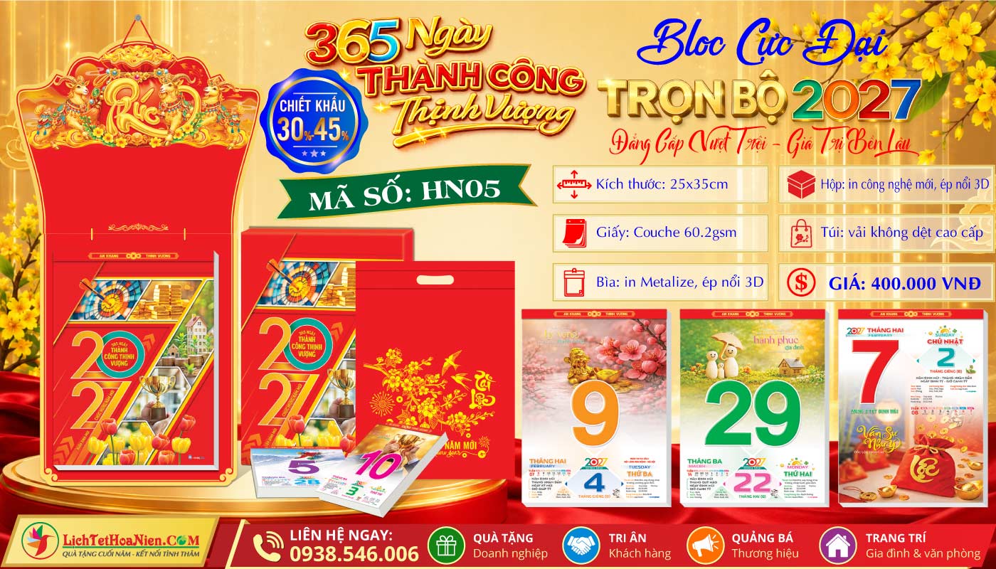 Bloc Cực Đại (25x35cm) - HN05 - 365 Ngày Thành Công Thịnh Vượng