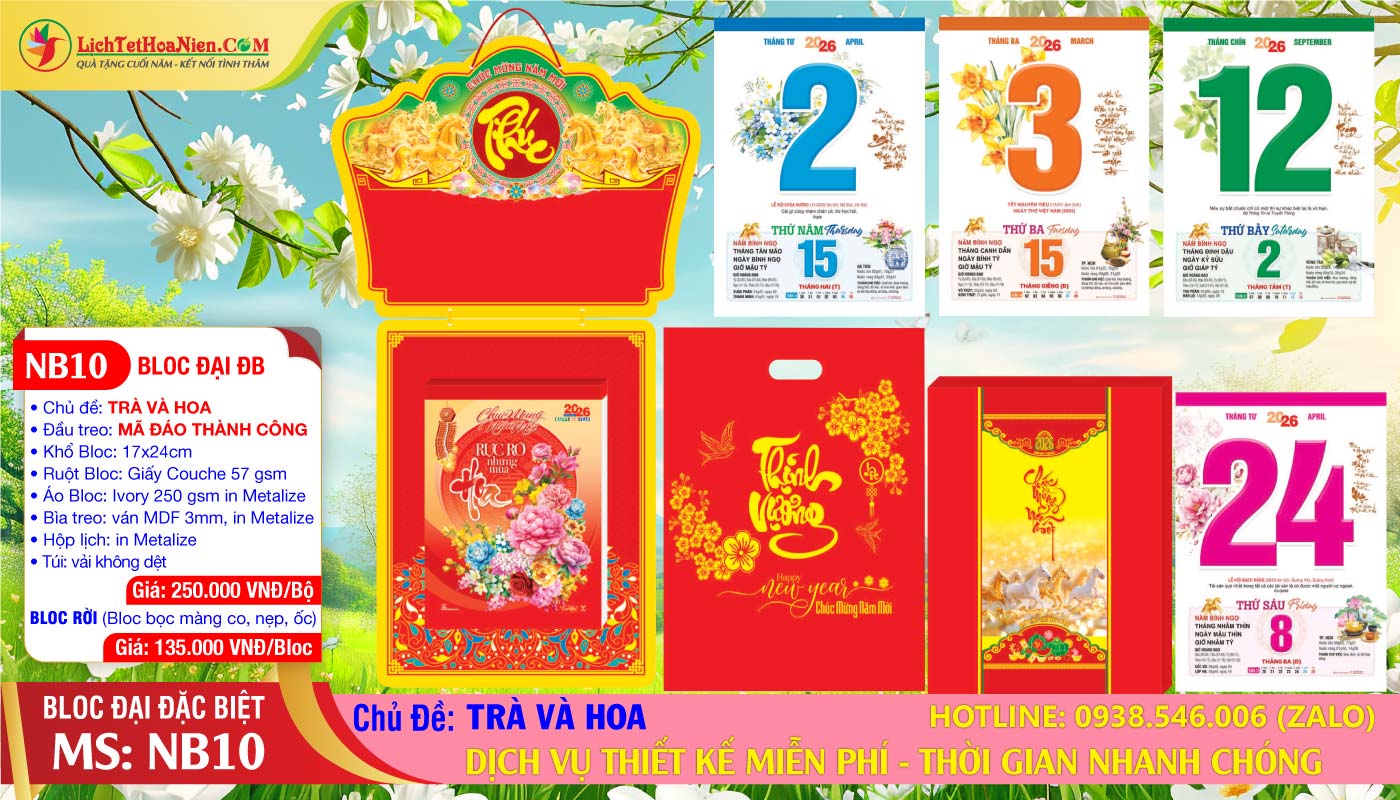 Bloc Đại Đặc Biệt - NB10 - Trà Và Hoa - Đầu Treo Mã Đáo Thành Công