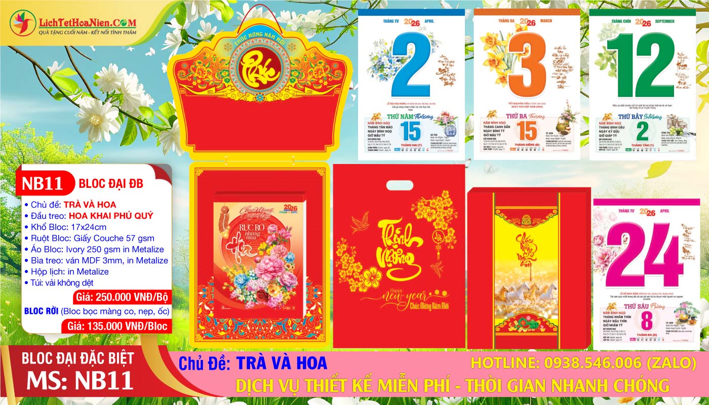 Bloc Đại Đặc Biệt - NB11 - Trà Và Hoa - Đầu Treo Hoa Khai Phú Quý