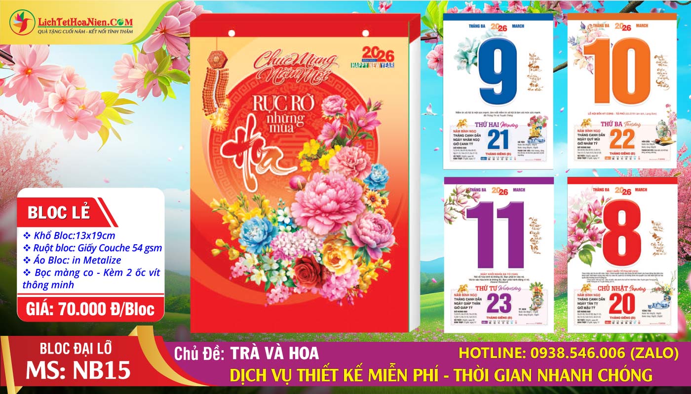 Bloc Đại Lỡ - NB15 - Trà Và Hoa (Bloc Lẻ)