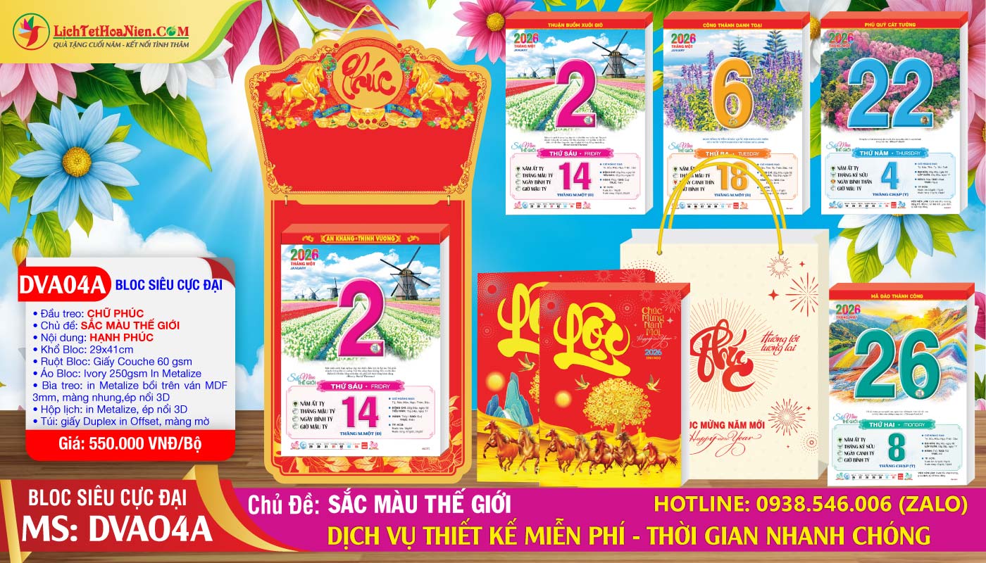 Mã Số: DVA04A - Sắc Màu Thế Giới - Đầu Treo Chữ Phúc