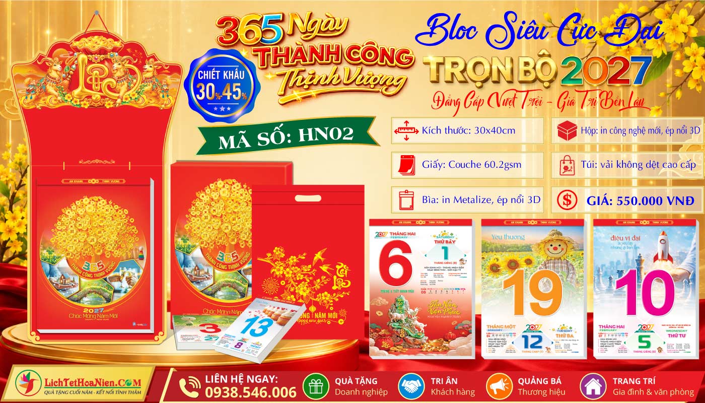 Bloc Siêu Cực Đại (30x40cm) - HN02 - 365 Ngày Thành Công Thịnh Vượng