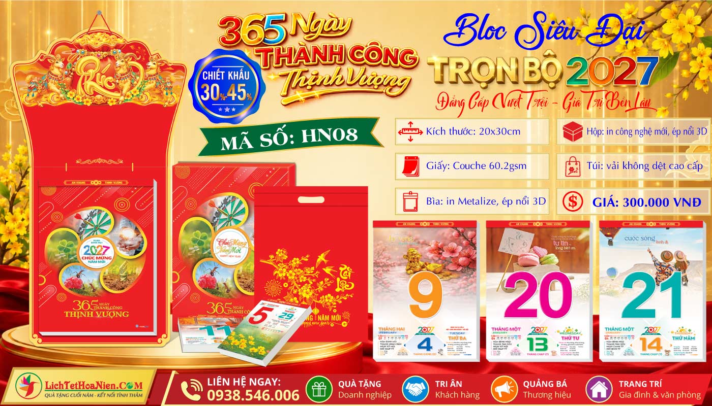 Bloc Siêu Đại (20x30cm) - HN08 - 365 Ngày Thành Công Thịnh Vượng