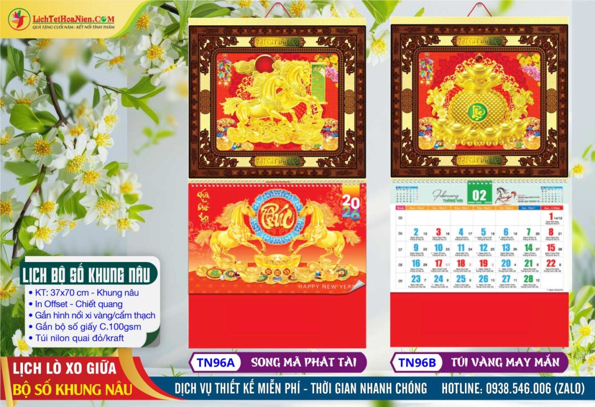 Mã Số: TN96A - Song Mã Phát Tài + TN96B - Túi Vàng May Mắn