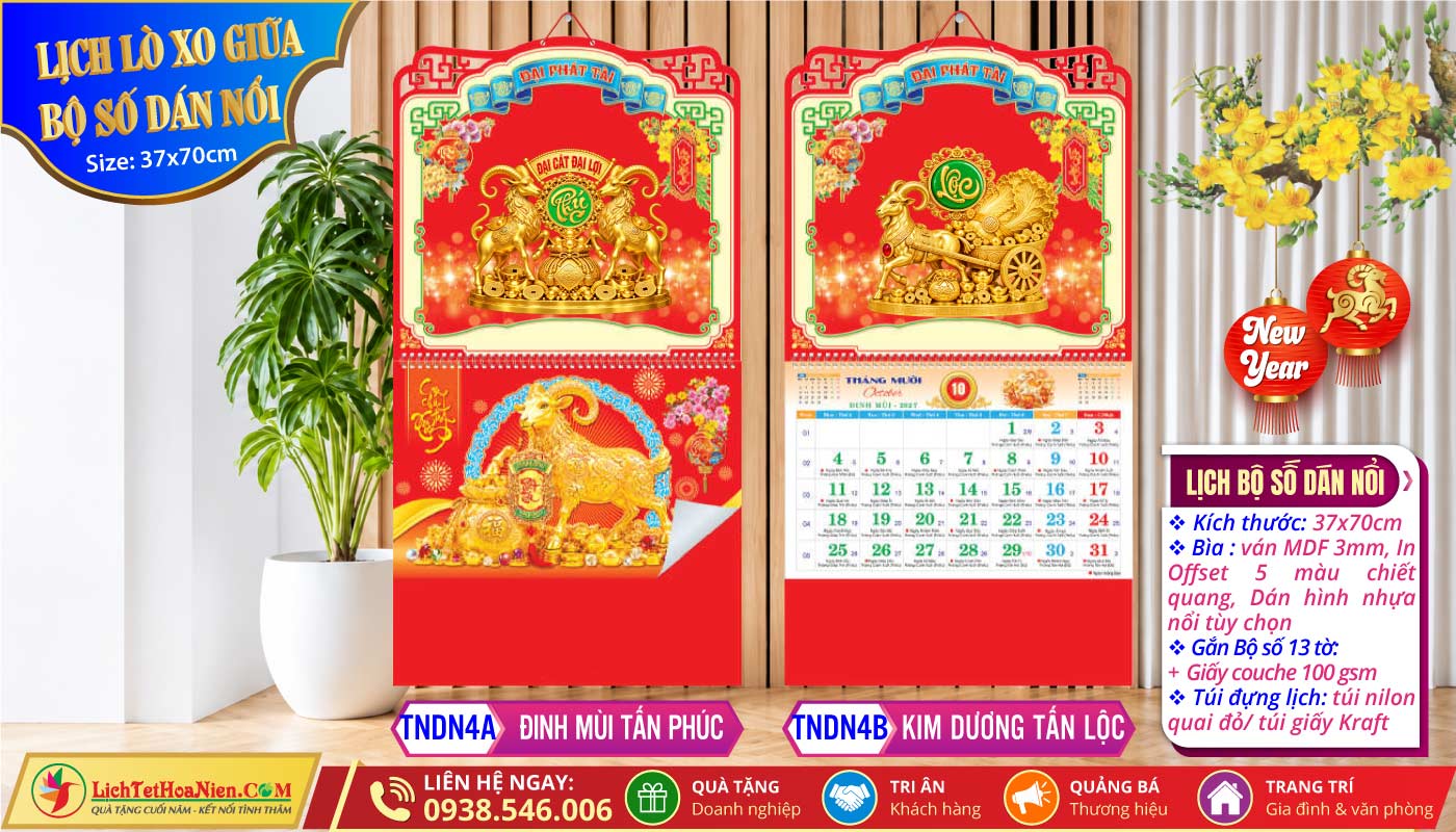 Lich Bộ Số Dán Nổi | MS: TNDN4A - Đinh Mùi Tấn Phúc + TNDN4B - Kim Dương Tấn Lộc