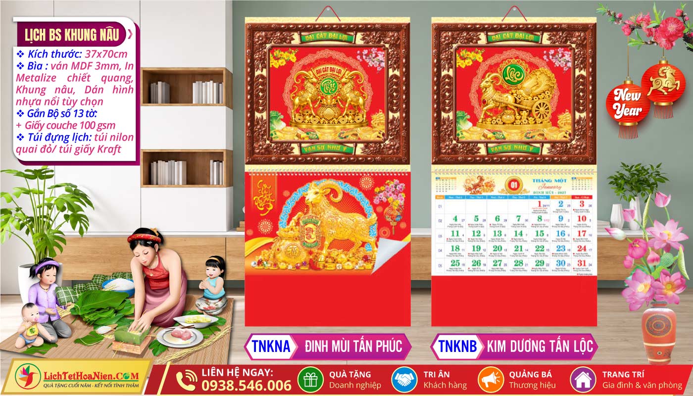 Lich Bộ Số Khung Nâu | MS: TNKNA - Đinh Mùi Tấn Phúc + TNKNB - Kim Dương Tấn Lộc