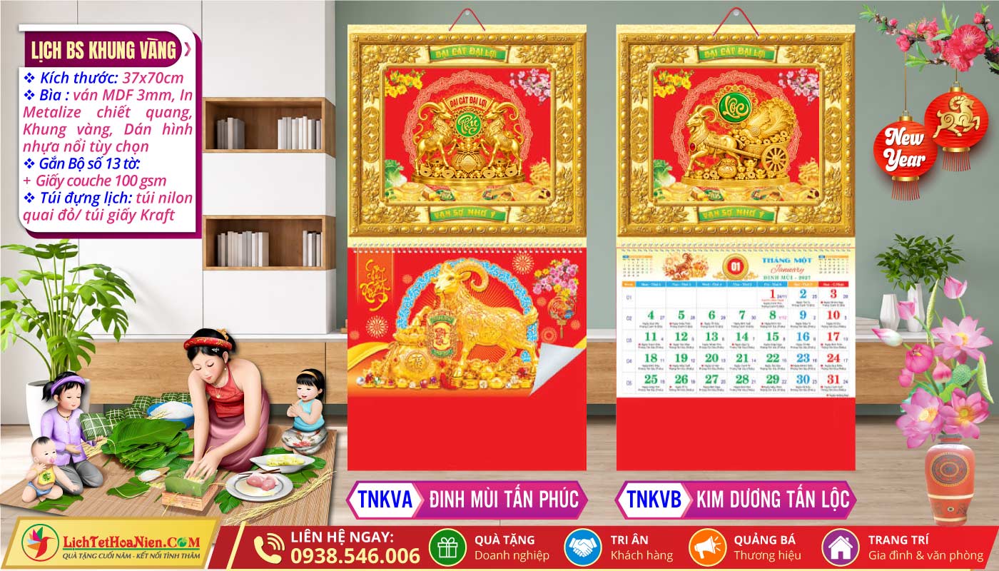 Lich Bộ Số Khung Vàng | MS: TNKVA - Đinh Mùi Tấn Phúc + TNKVB - Kim Dương Tấn Lộc